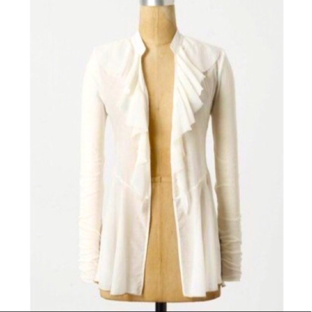 JCREW RUFFLED PEPLUM OPEN CARDIGAN